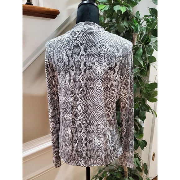 Tahari Womens White & Black Polyester Halter Neck Long Sleeve Top Blouse Medium - Picture 6 of 11